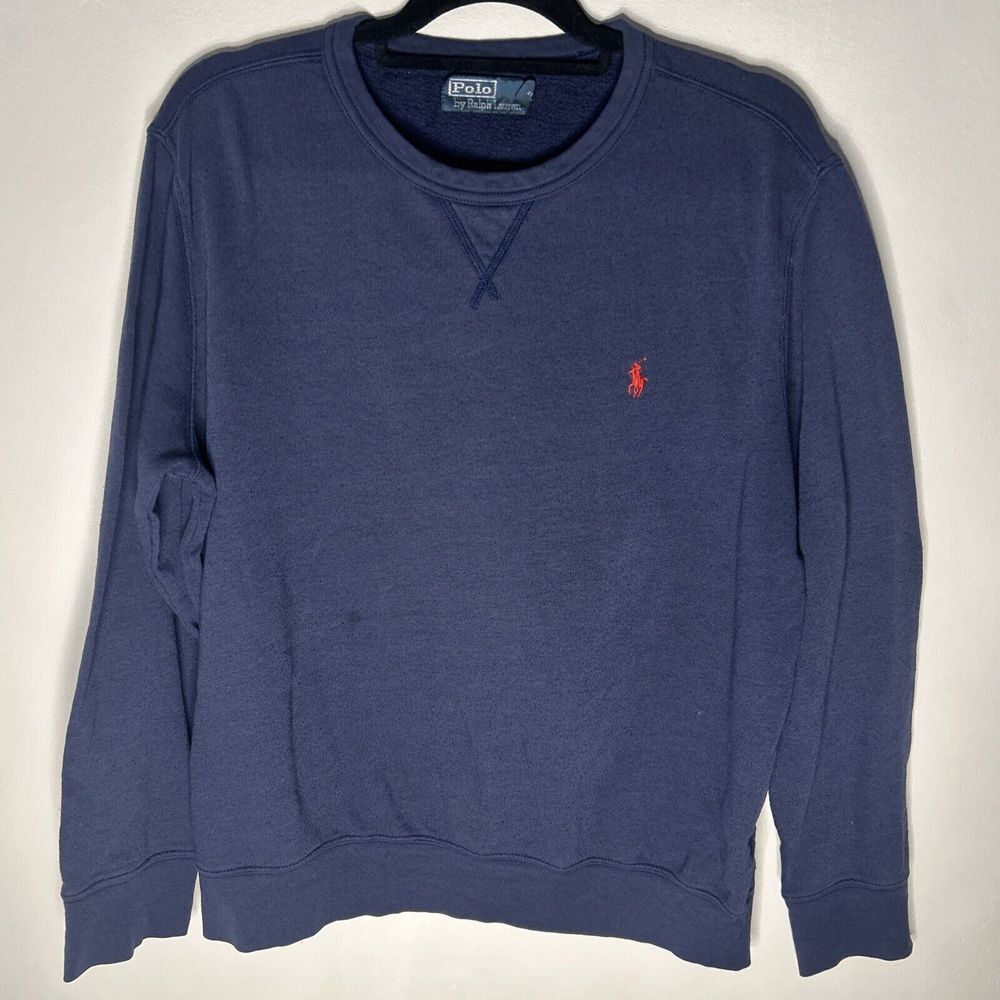 Vintage Polo Ralph Lauren‎ Faded Blue Pullover Sweatshirt Mens Size XLarge